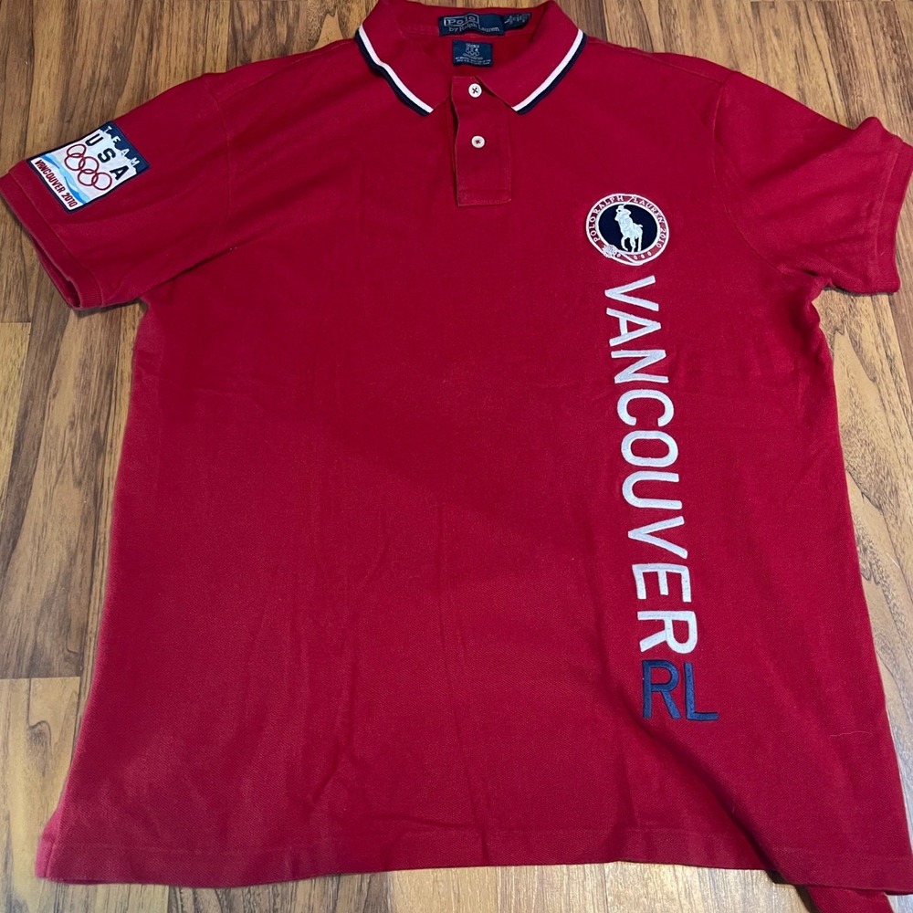 Polo Ralph Lauren Team USA Vancouver 2010 Olympics Polo Shirt Mens Large Red L